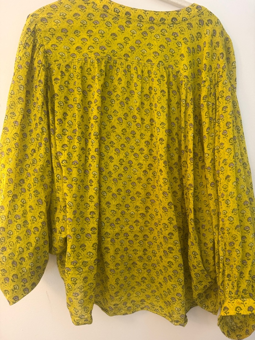 Anthropologie batwing blouse Lightweight Yellow Printed Women's Blouse - Picture 4 of 5